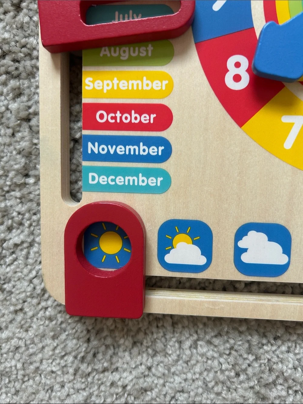 Teamson kids Wooden Rainbow Activity Calendar & Clock Toy - Multicolor